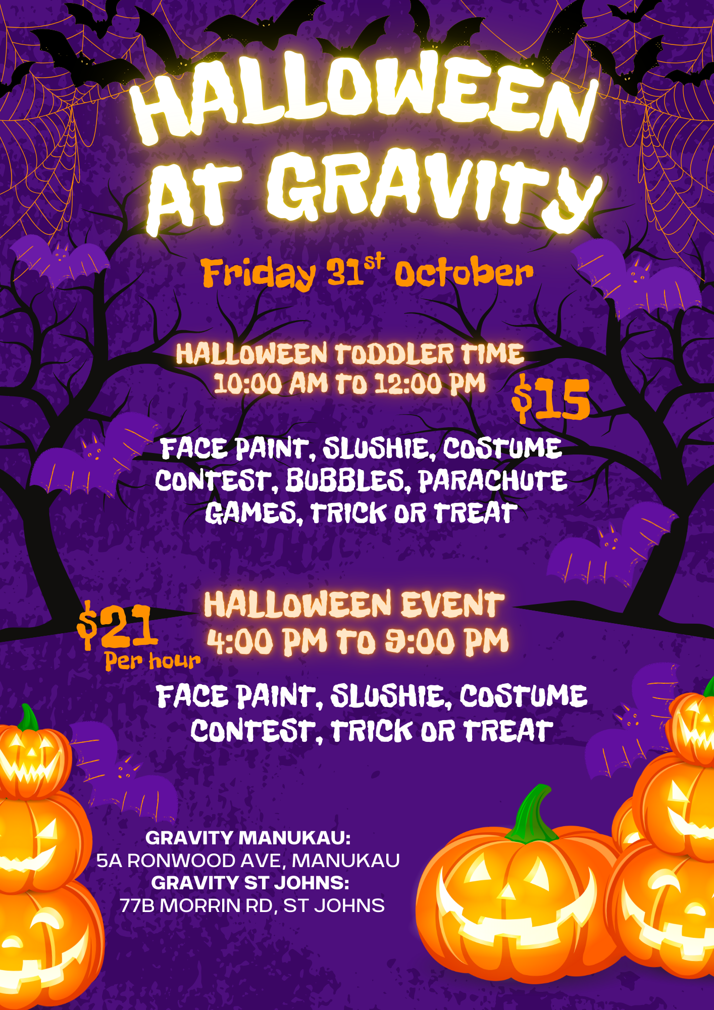 Purple Orange Jack O Lantern Halloween Party Flyer 3 - Home